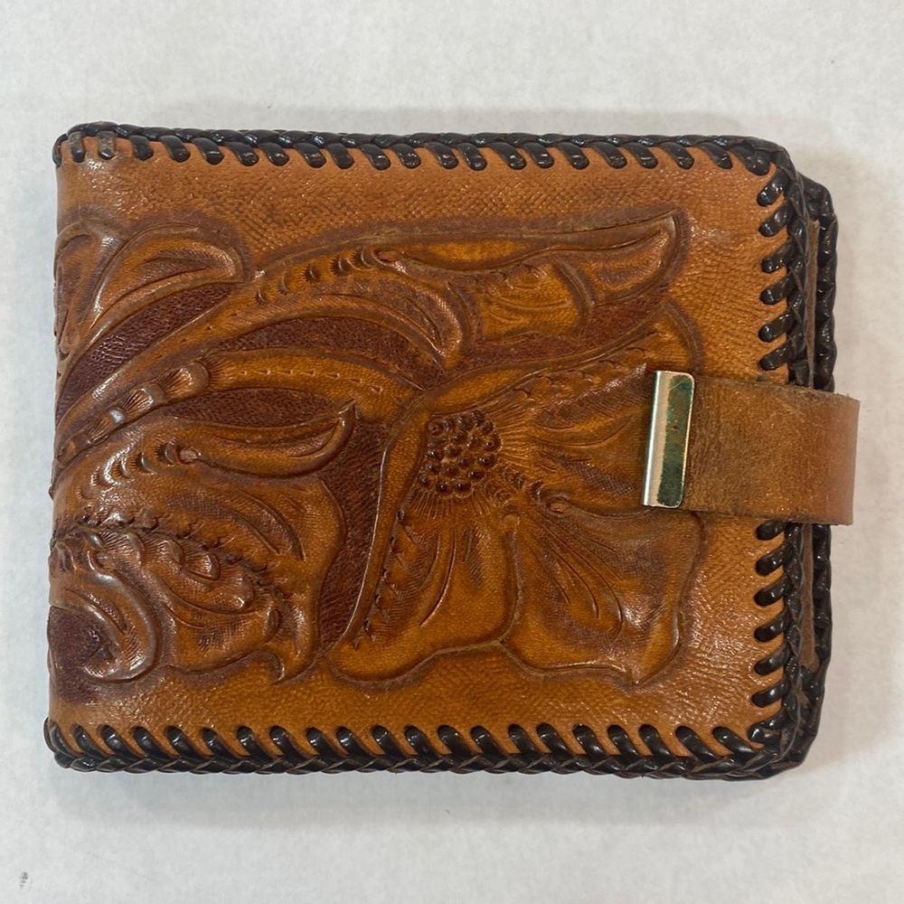 Tooled western wallet vintage initials‎ MS